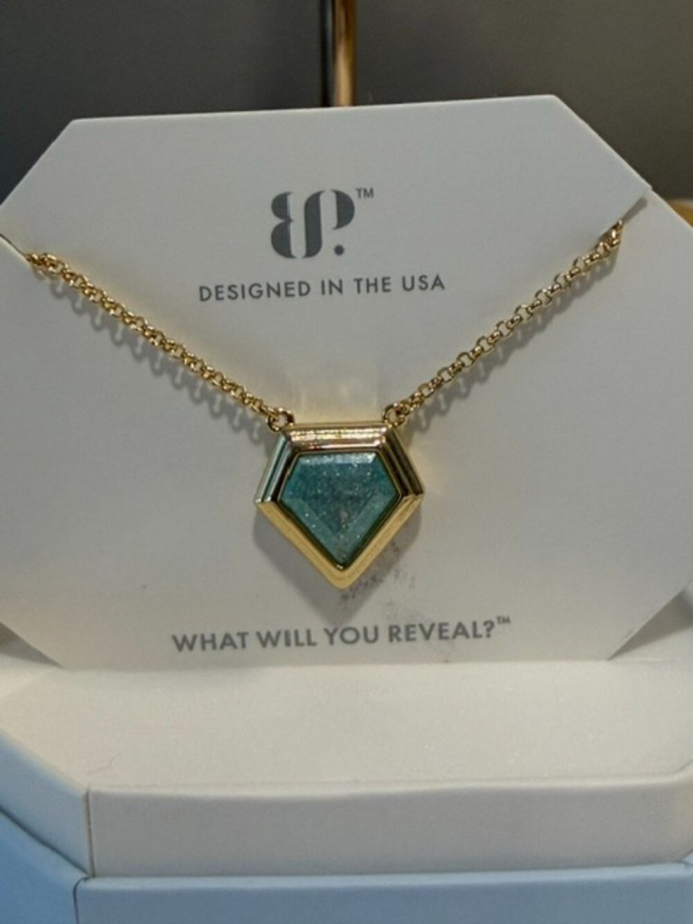 Bomb Party Necklace "A Sigh That Stays" Blue Topaz Ice Crystal Gold NK23055